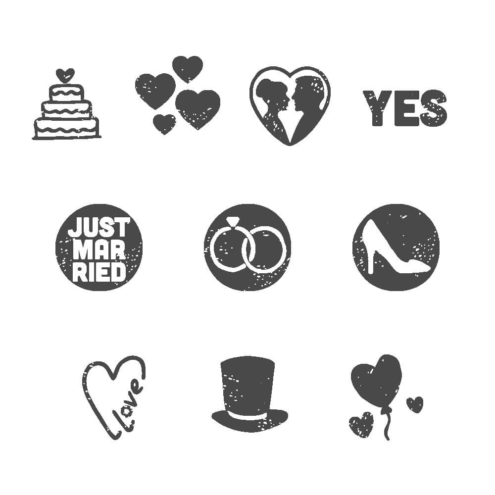 Colop Little NIO – Selbstfärbender Motivstempel, Motiv Handmade Hochzeit – Grau