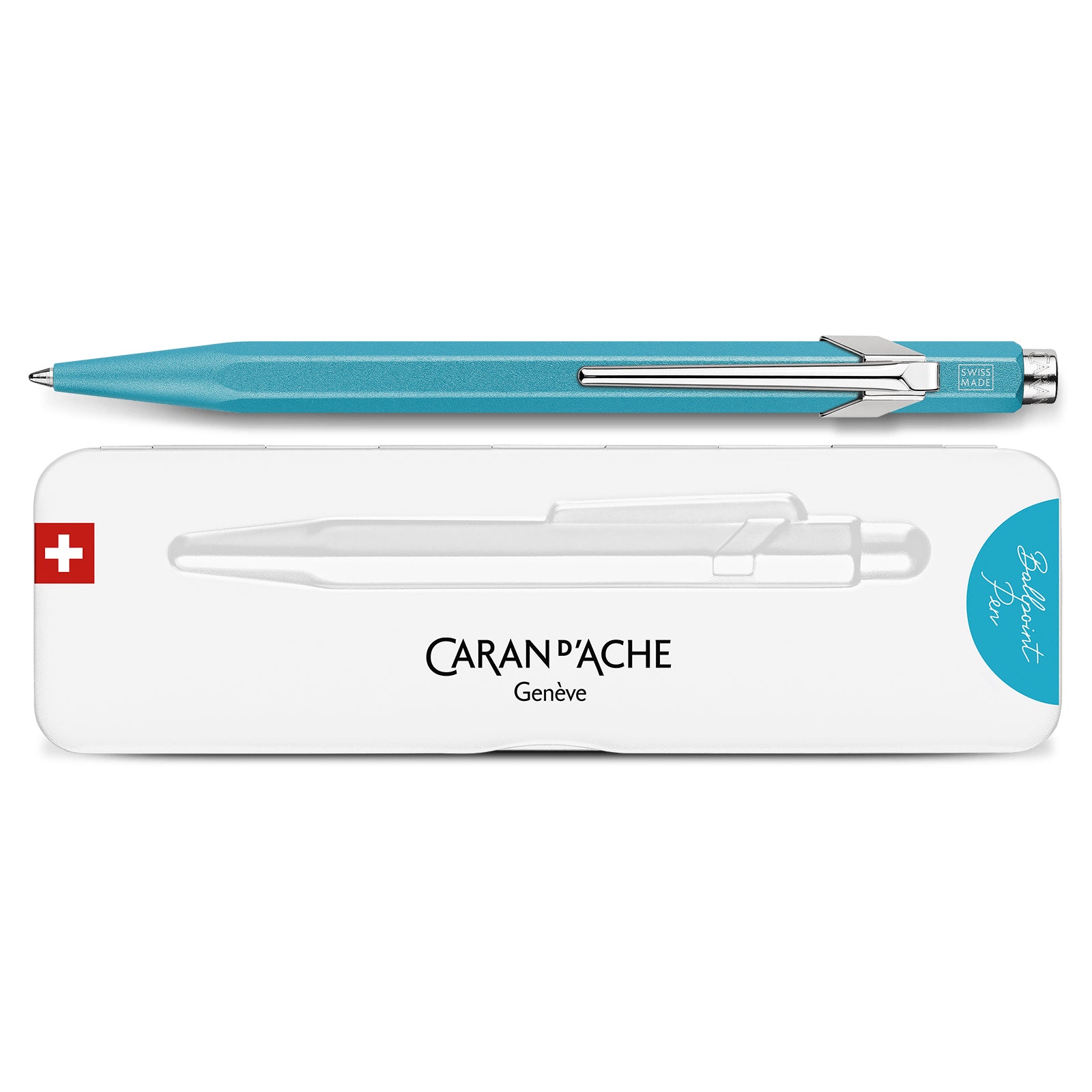 Caran d-Ache Kugelschreiber – türkisblau, Aluminium