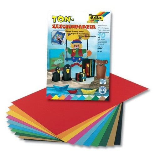 Folia Zeichenpapier A3, 130 g/m², 10 Blatt, mehrfarbig, strukturiert, geleimt, säurefrei, PEFC