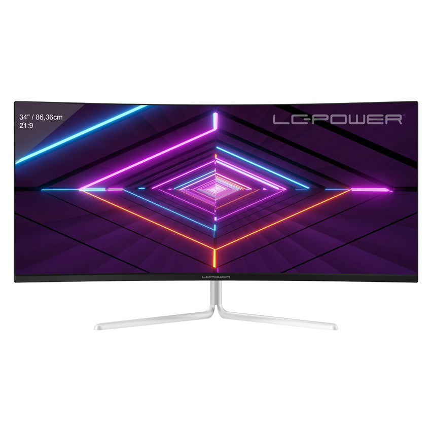 LC-Power LC-M34-UWQHD-100-C-V3 – Monitor, 34", VA, 120 Hz, 300 cd/m², Gebogen, VESA 75 × 75, Weiss