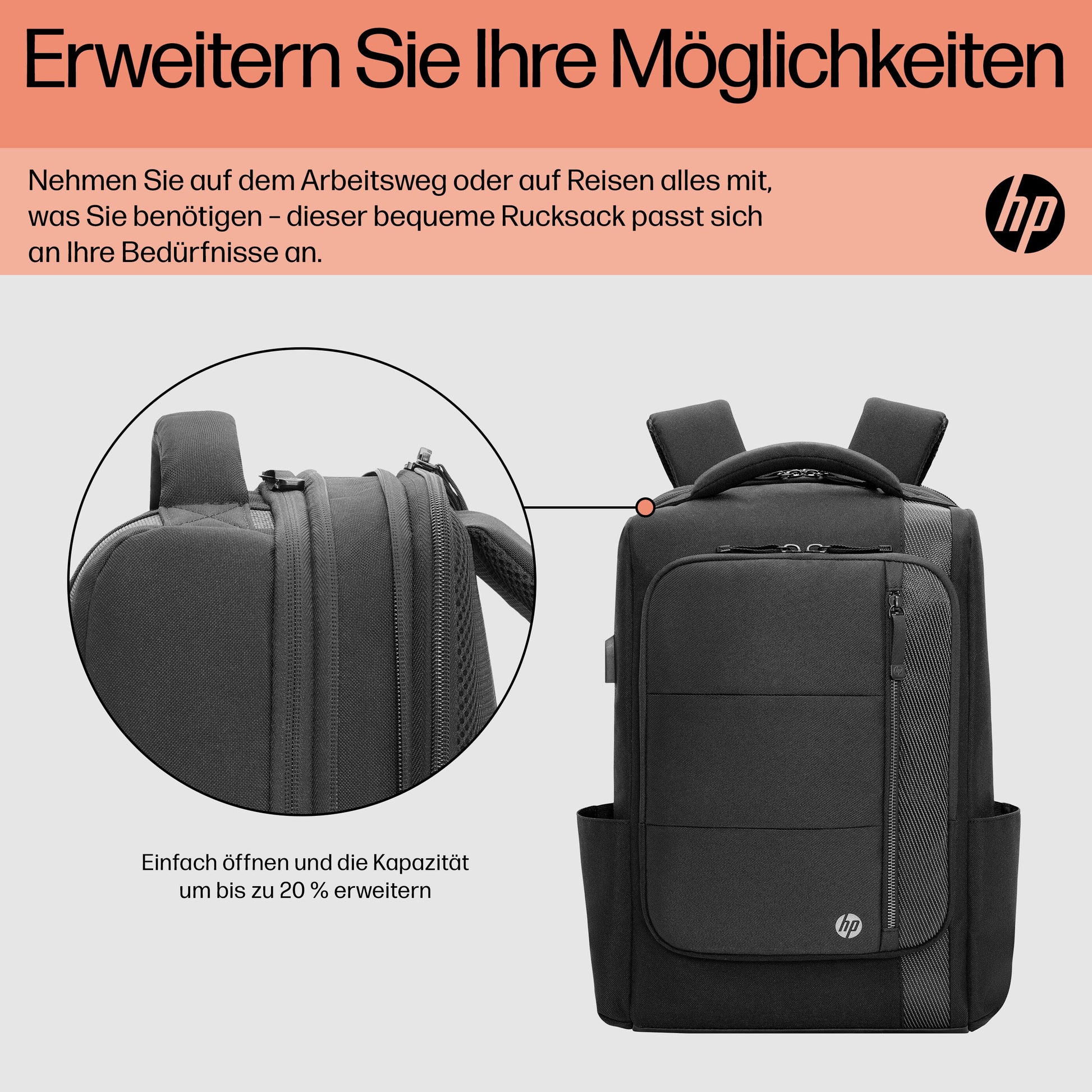 HP Renew Executive Notebook-Rucksack bis 16" – Schwarz
