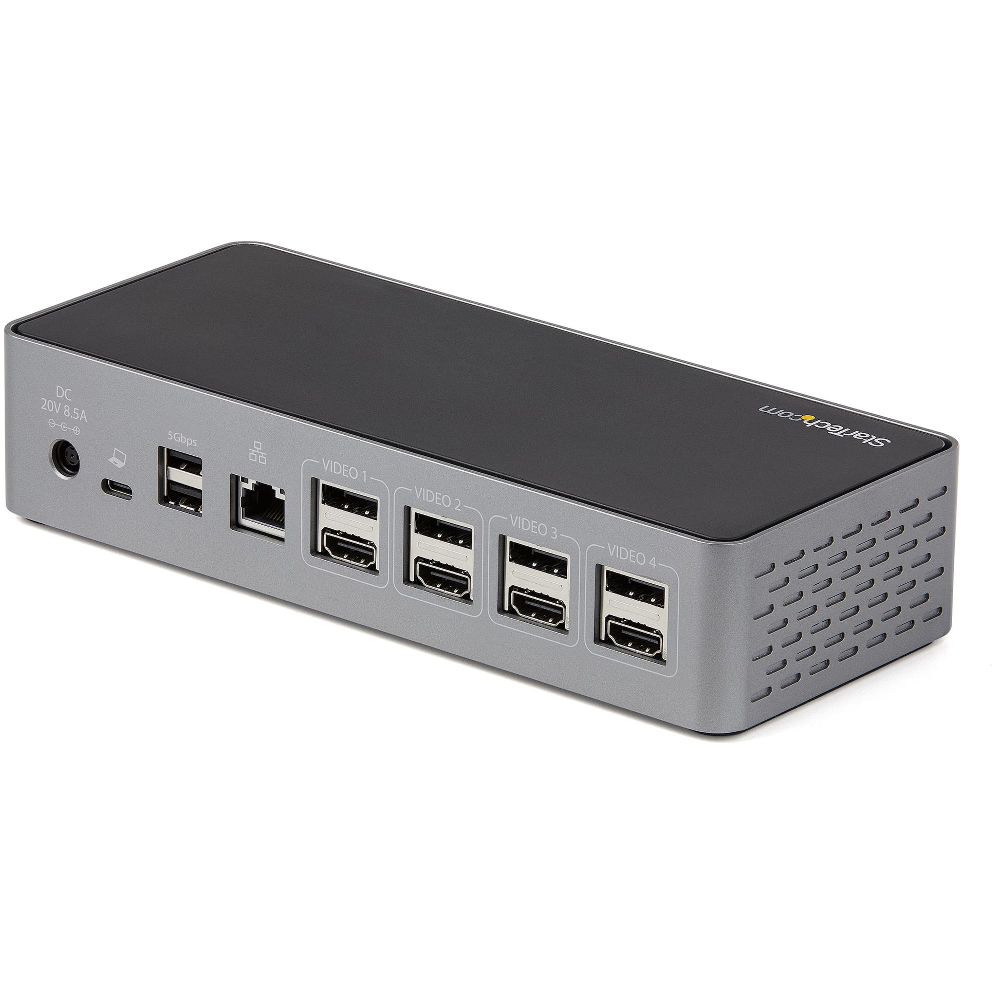StarTech.com Dockingstation – USB-C, 4× DP, 4× HDMI, 3× USB-A, 100 W PD, GbE, 3,5 mm Audio, für Windows/Mac