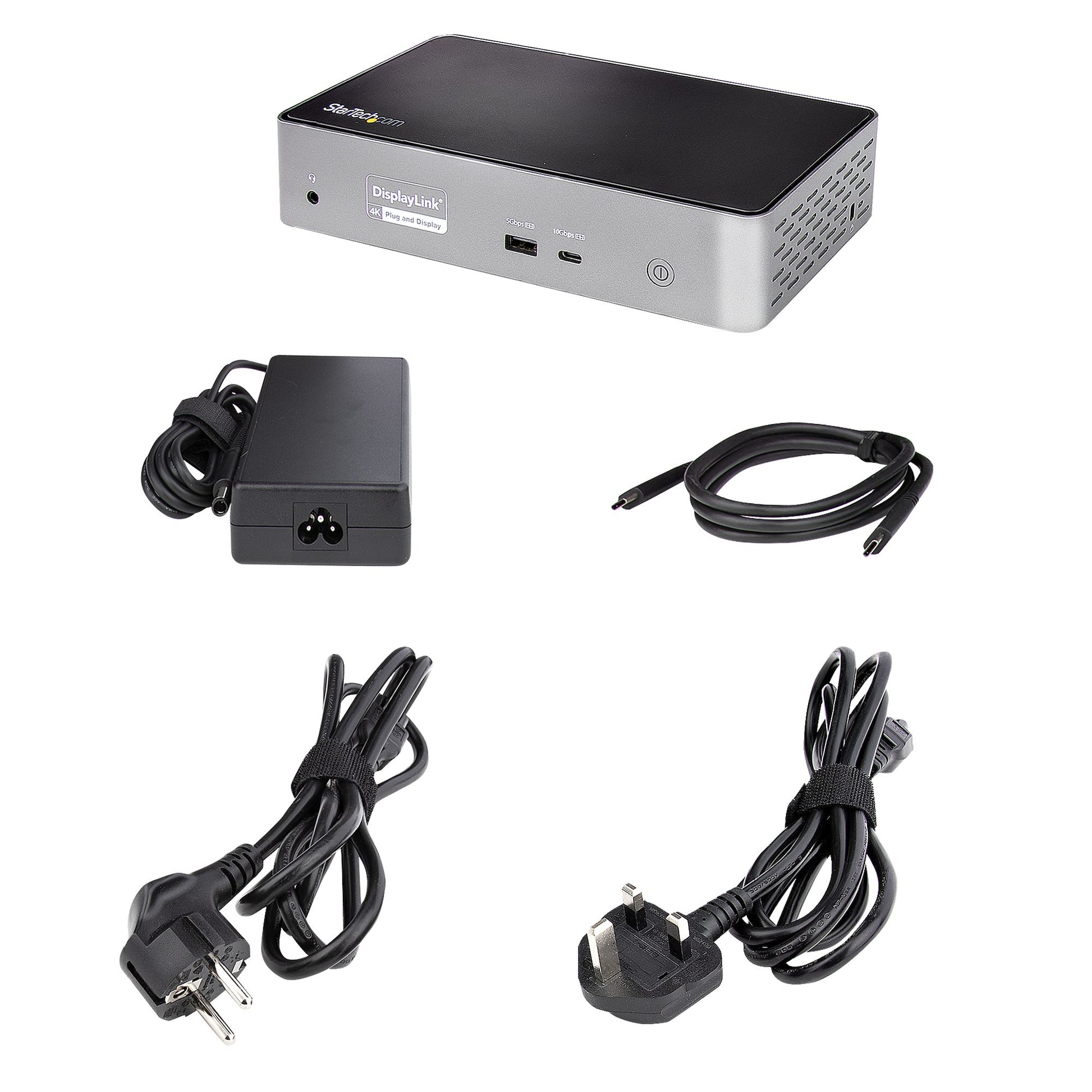 StarTech.com Dockingstation – USB-C, 4× DP, 4× HDMI, 3× USB-A, 100 W PD, GbE, 3,5 mm Audio, für Windows/Mac