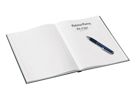 Leitz Notizbuch A5, liniert, Fadenheftung, Karton, 160 Seiten, 90 g/m² – schwarz