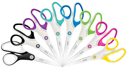 Leitz WOW Schere 20,5 cm, spitz, für Rechtshänder – Edelstahl, titanbeschichtet, Softgrip, Grün/Weiss