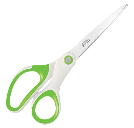 Leitz WOW Schere 20,5 cm, spitz, für Rechtshänder – Edelstahl, titanbeschichtet, Softgrip, Grün/Weiss