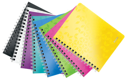 Leitz Collegeblock – A5 – 80 g/m² – Doppelspirale, mikroperforiert, Klarsichttasche, Stiftschlaufe, grün, FSC