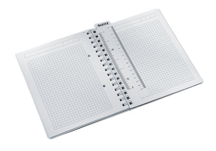 Leitz Collegeblock – A5 – 80 g/m² – Doppelspirale, mikroperforiert, Einstecktasche, Stiftschlaufe – weiss, FSC