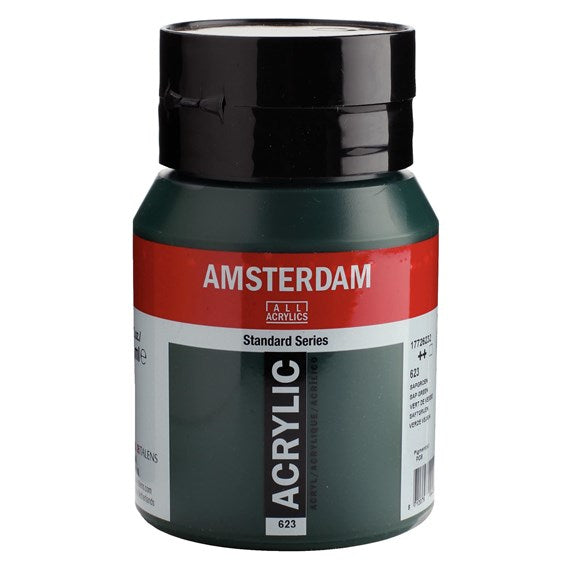 Royal Talens Amsterdam Acrylfarbe – Saftgrün – 500 ml, Tube – für Leinwand, Papier, Holz
