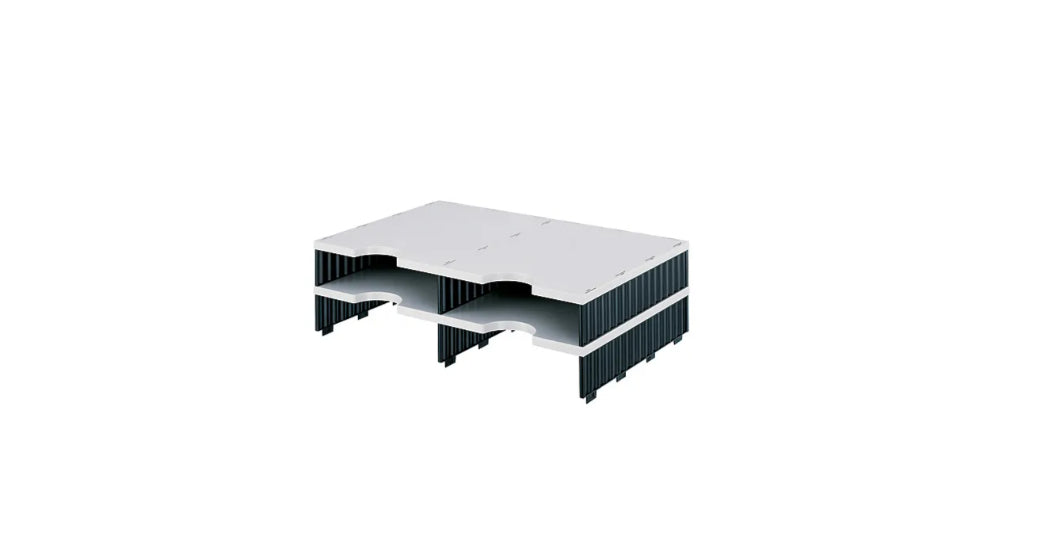 Styro Briefkorb – mit Griffausschnitt, mit Beschriftungsfeld, schwarz/grau, B 485 × H 153 × T 331 mm