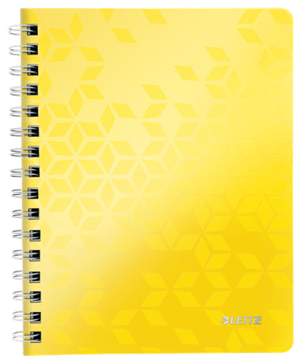 Leitz Collegeblock – A5 – Doppelspirale, mikroperforiert, 4-fach gelocht, Sichthülle, Stiftschlaufe, gelb, FSC