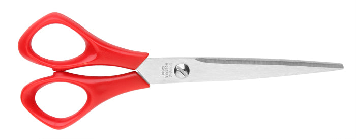 Lerche Universalschere – 16,0 cm, Edelstahl, für Rechts- und Linkshänder, spitz, Kunststoff, rot