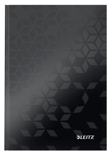 Leitz Notizbuch, A5, kariert, Fadenheftung, Karton, 160 Seiten, 90 g/m² – schwarz