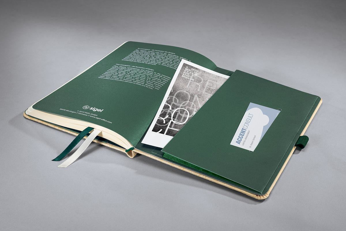 Sigel Notizbuch – A5 – punktiert – 194 Seiten – 100 g/m² – Hardcover, Gummiband, Stiftschlaufe, Bambus, FSC