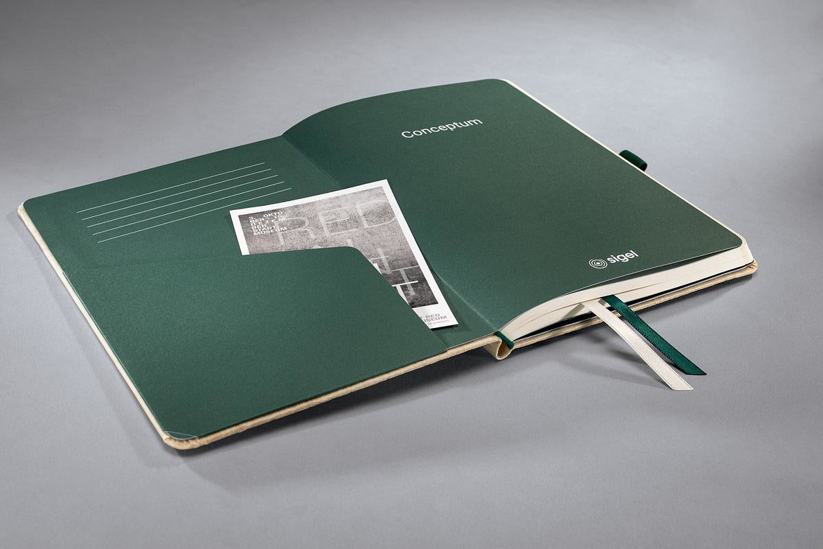 Sigel Notizbuch – A5 – punktiert – 194 Seiten – 100 g/m² – Hardcover, Gummiband, Stiftschlaufe, Bambus, FSC