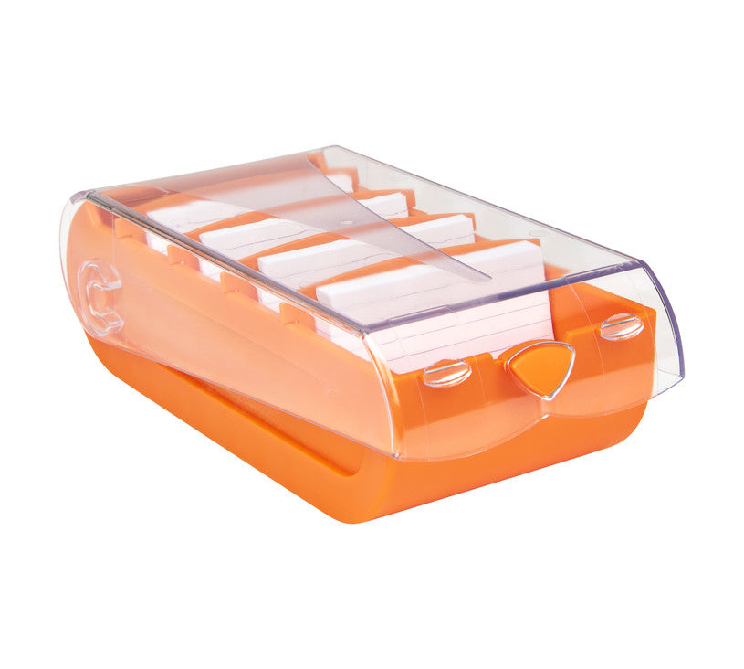 Biella Karteikasten – für A7 quer – mit Deckel, Polypropylen (PP), orange, inkl. 100 Karten