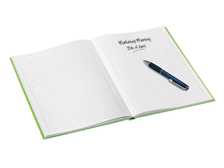 Leitz Notizbuch A4, liniert, Fadenheftung, Karton, 160 Seiten, 90 g/m² – grün