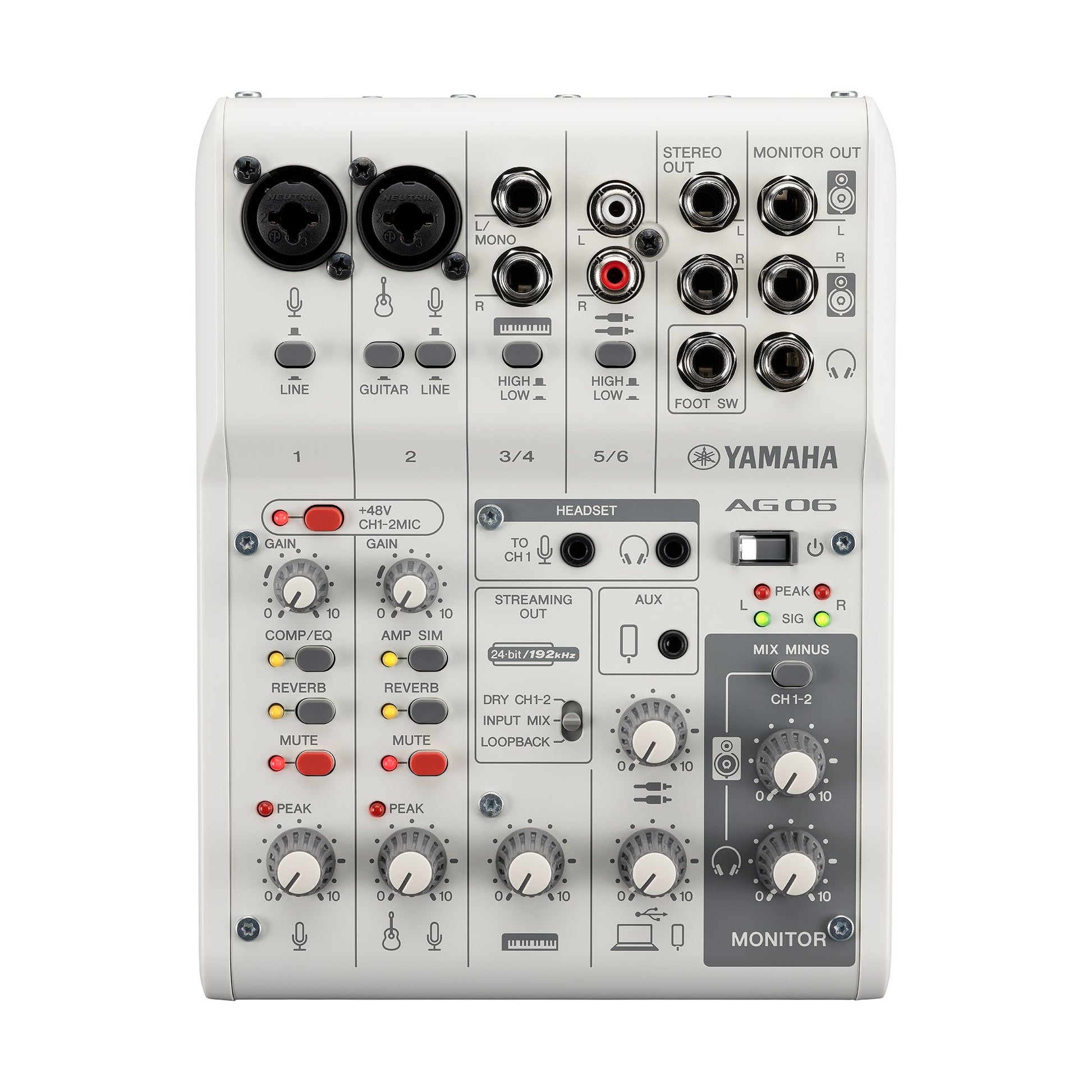 Yamaha AG06 MK2 – 6-Kanal Mixer, USB-Audio-Interface, inkl. Software, Weiss