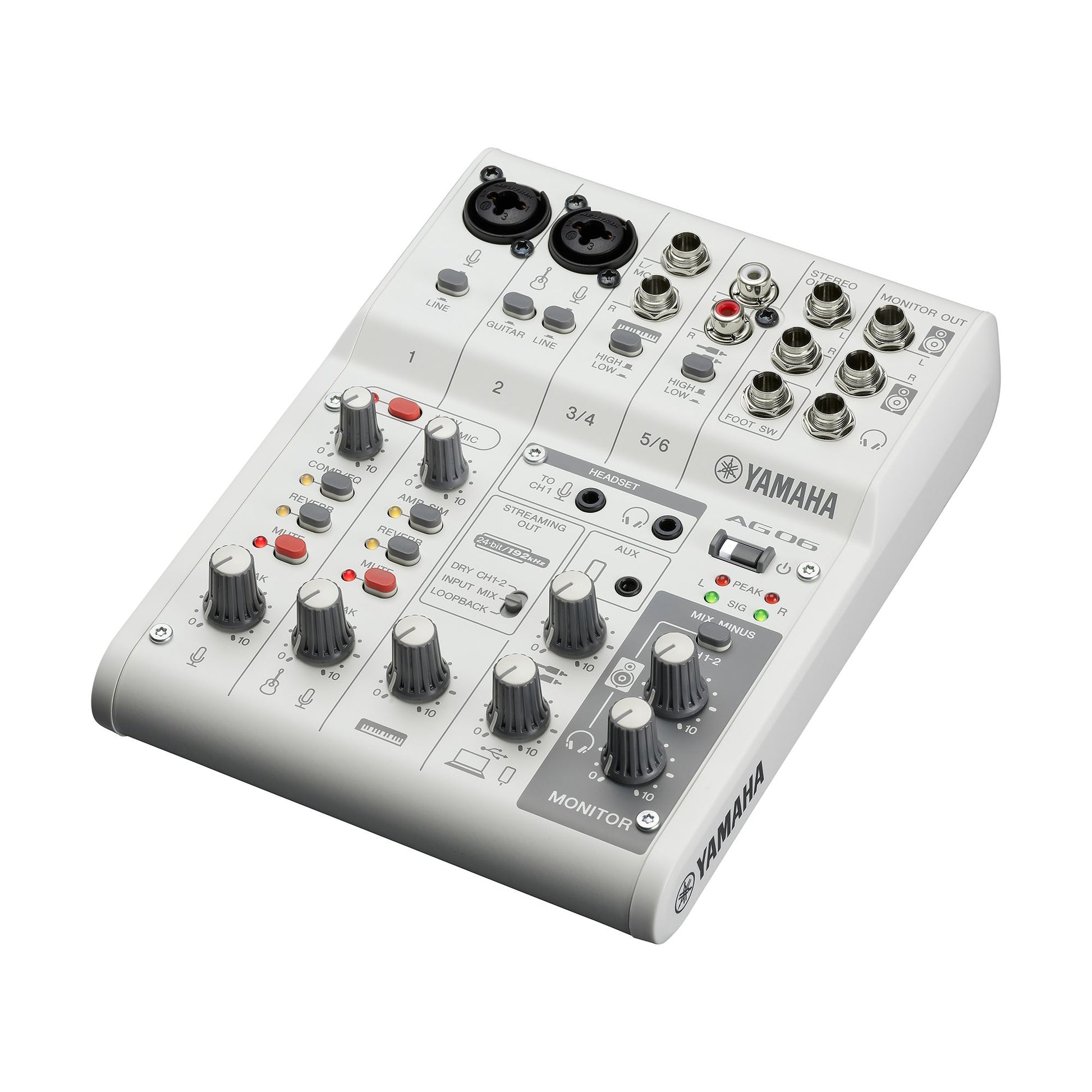 Yamaha AG06 MK2 – 6-Kanal Mixer, USB-Audio-Interface, inkl. Software, Weiss