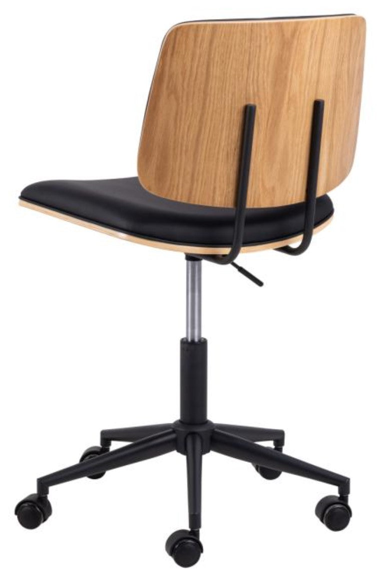 Actona AC Design Bürostuhl Owen – schwarz, Holzrücken