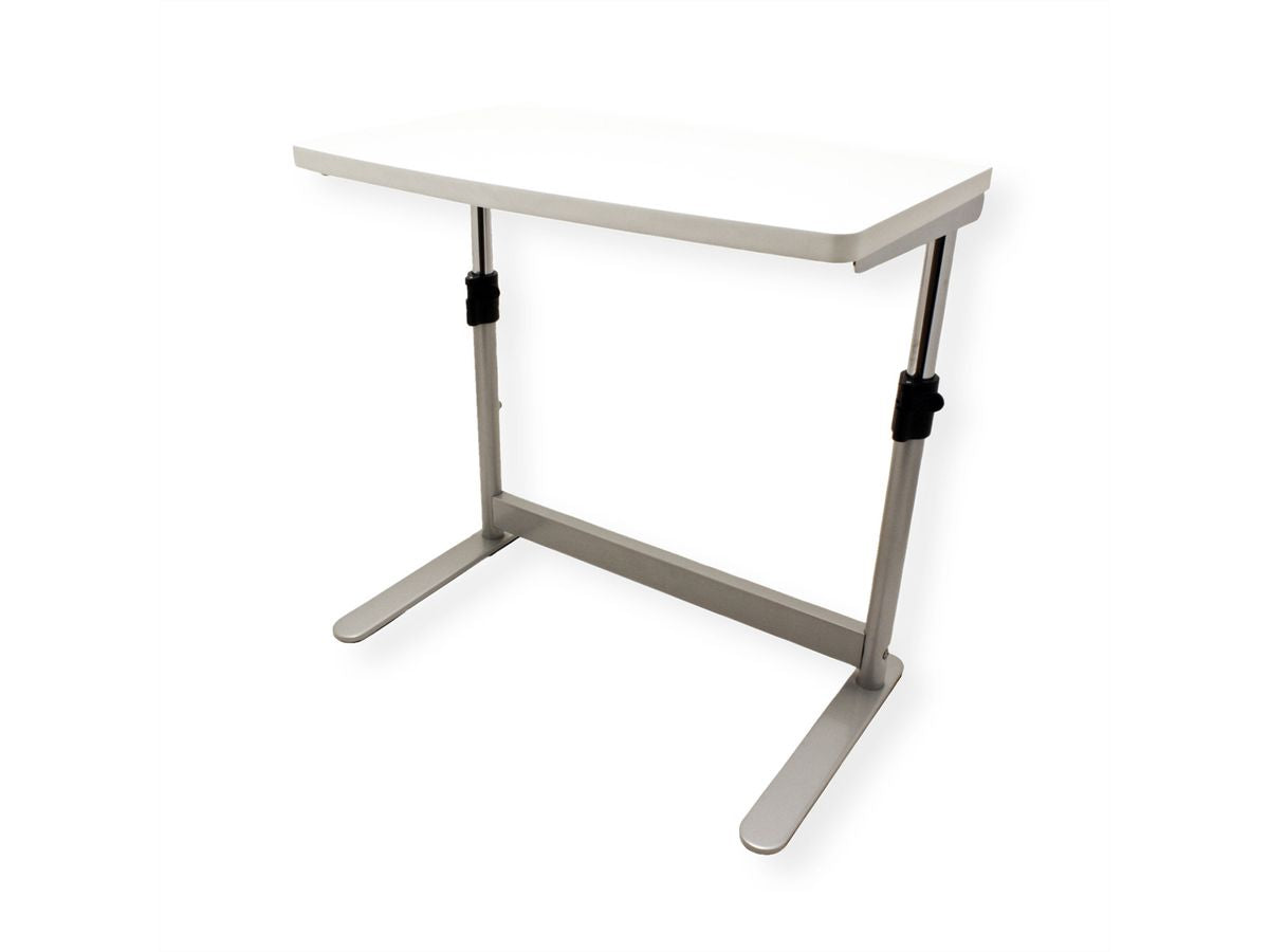 ROLINE Höhenverstellbarer Tisch, 50 × 30 cm, manuell, 39–49 cm, 10 kg, lichtgrau/weiss, Metallgestell