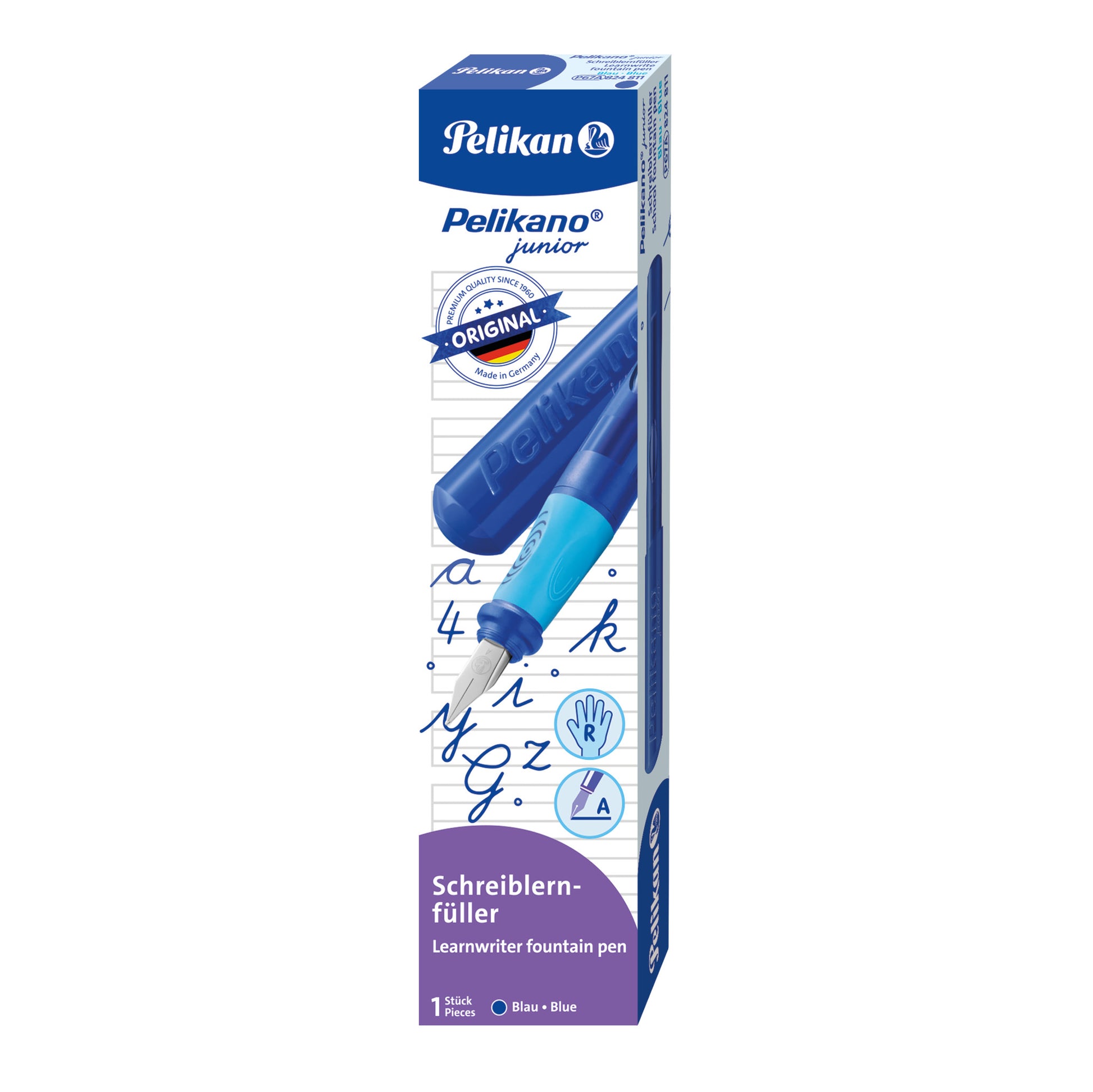 Pelikano junior – Federspitze A – für Rechtshänder – blau – Patronen