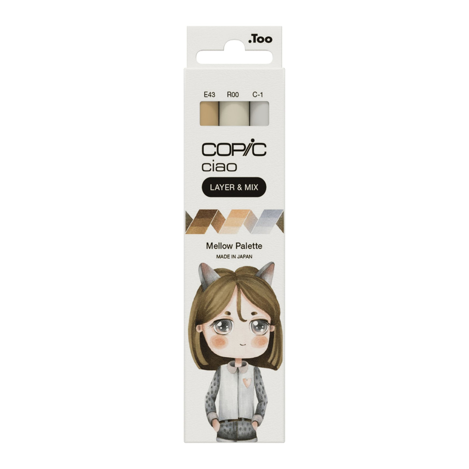 Copic Ciao Pinselstift, Doppelspitze, Meissel- und Pinselspitze – alkoholbasiert, 3 Farben