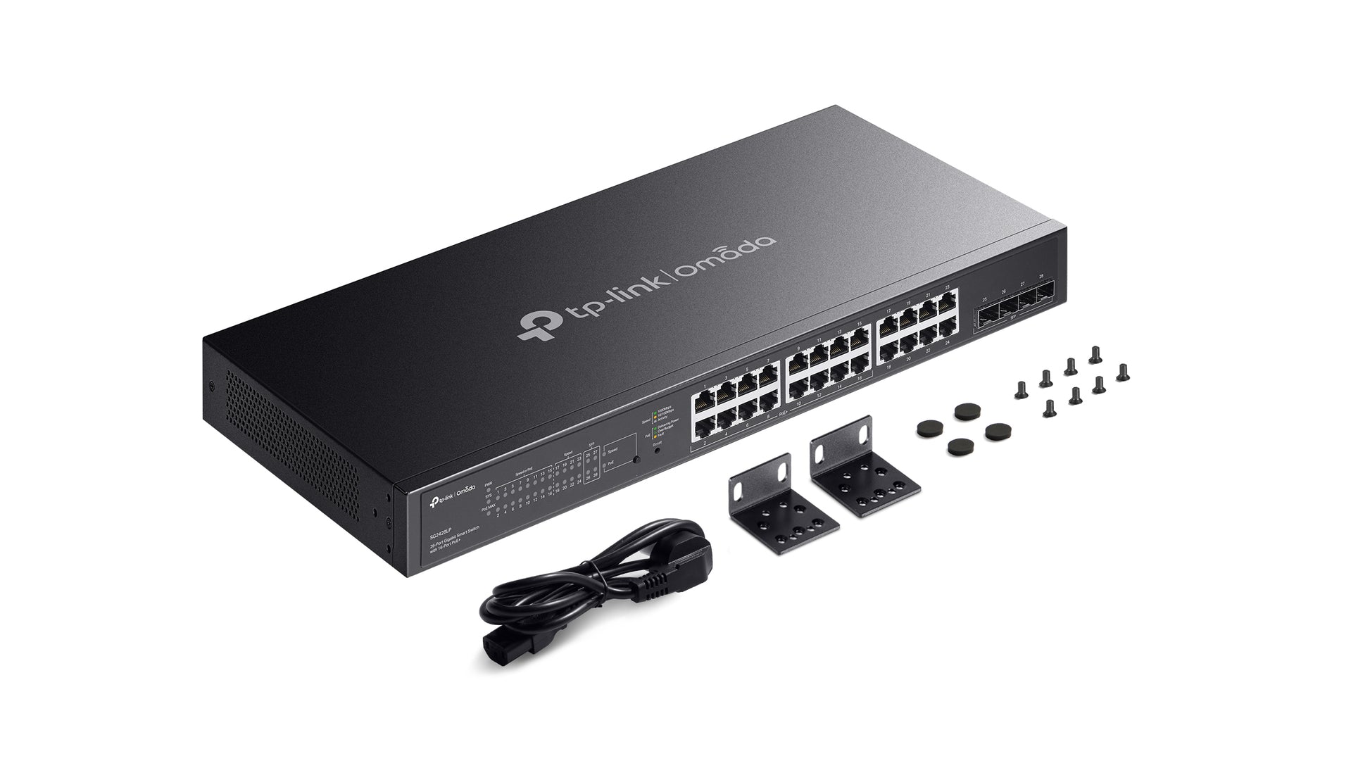 TP-Link SG2428LP – Managed Switch – 24×GbE, 4×SFP, L2/L2+, PoE+ 150 W, 1U