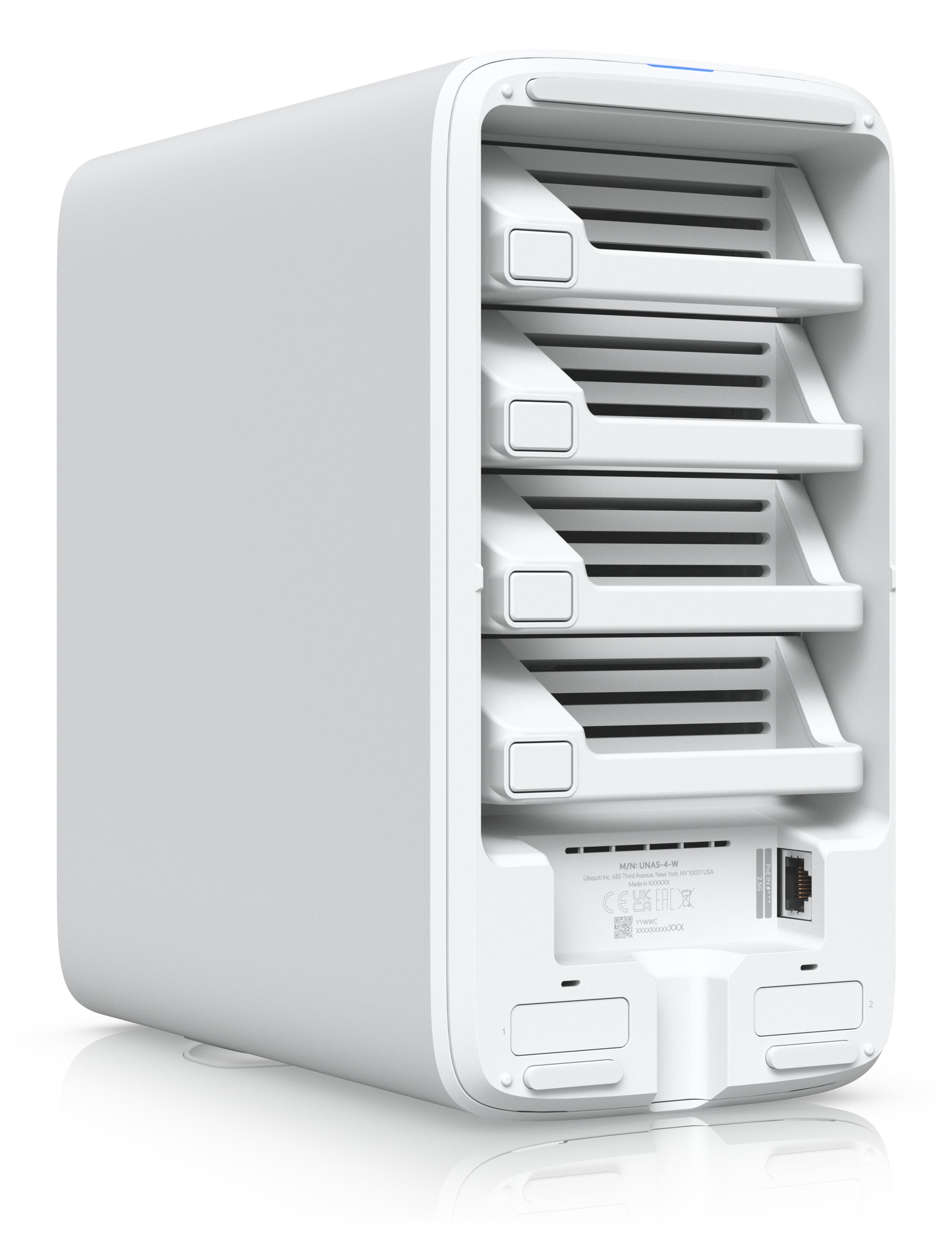 Ubiquiti UniFi Network Attached – 4-Bay Desktop NAS – ARM Cortex-A57, 4 GB RAM, 2,5GbE, für 2,5"/3,5" HDD/SSD