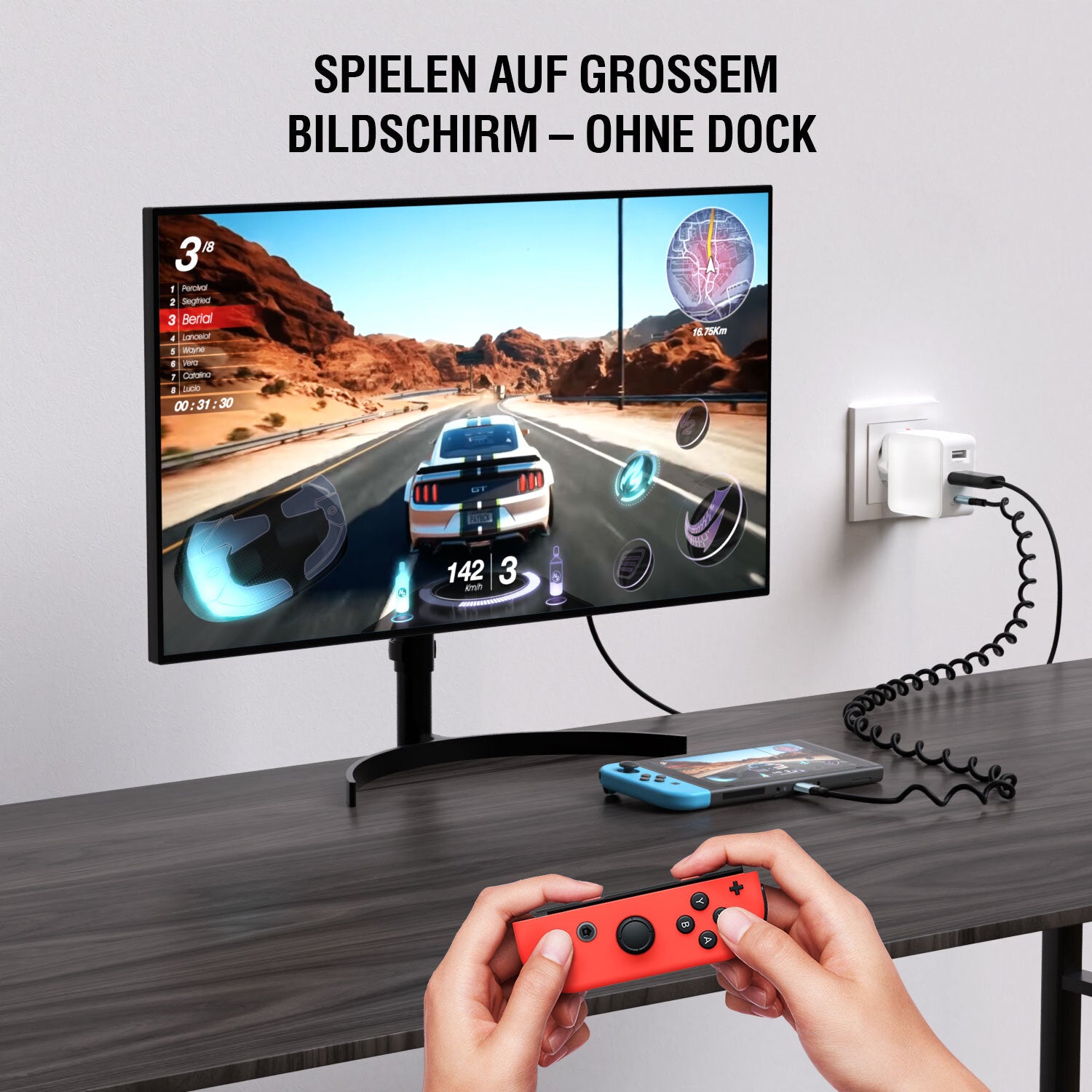 4SMARTS Multiport-Adapter – USB-C, 1× HDMI, 1× USB-A, 65 W PD, für Nintendo Switch, Steam Deck