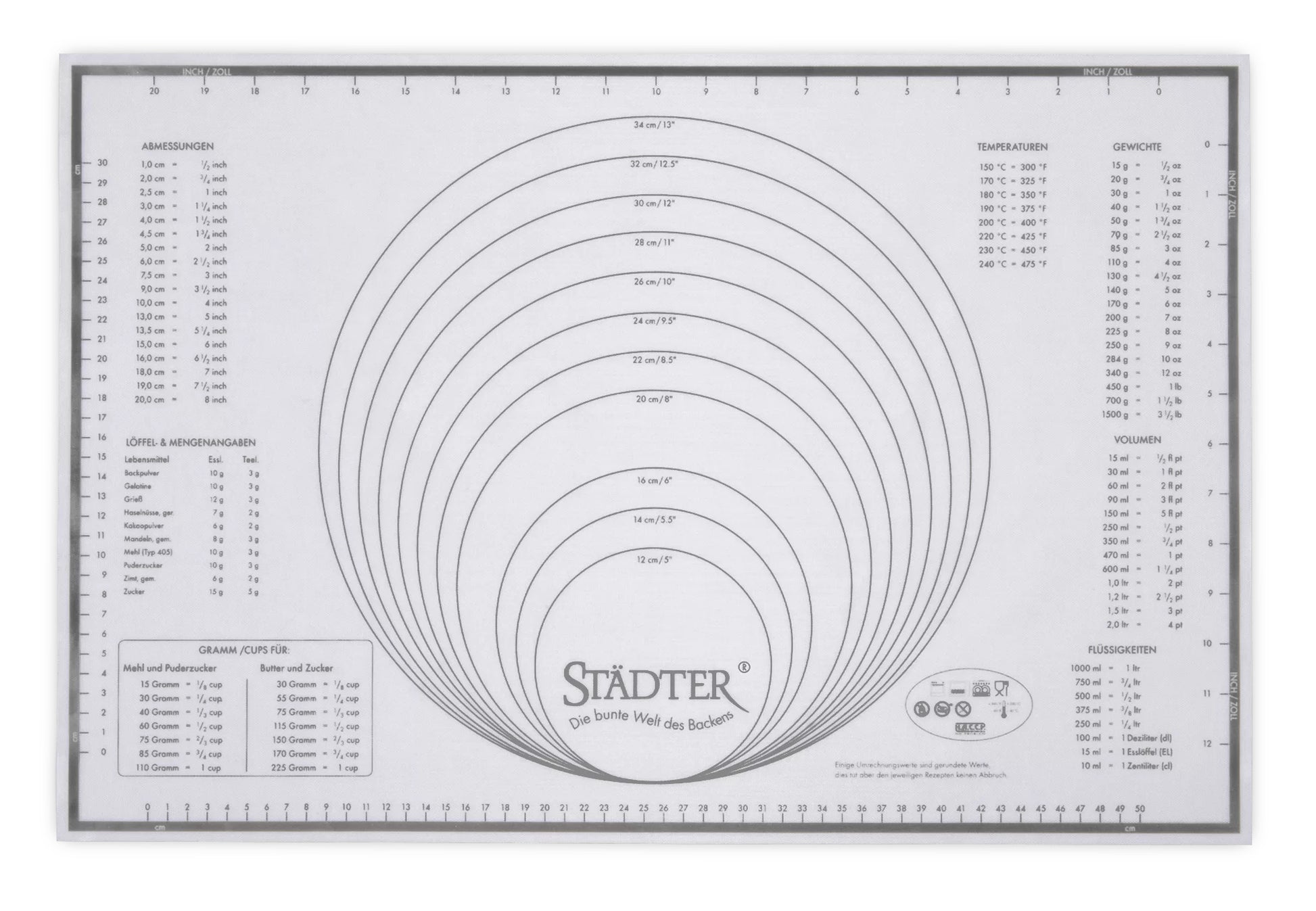 Städter Maxi Backmatte 60 × 40 cm, Silikon, Weiss