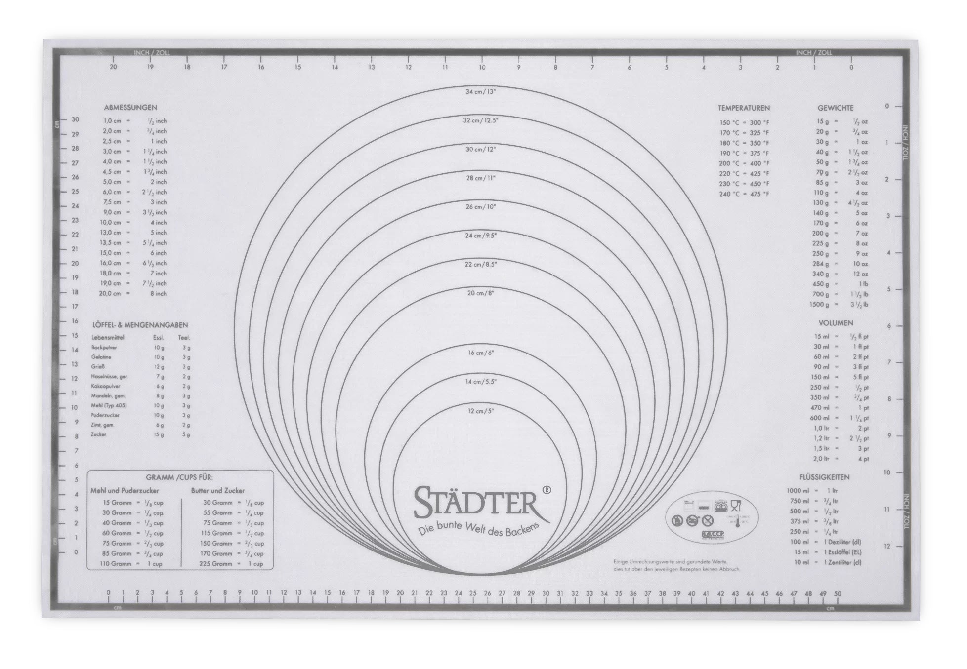 Städter Maxi Backmatte 60 × 40 cm, Silikon, Weiss