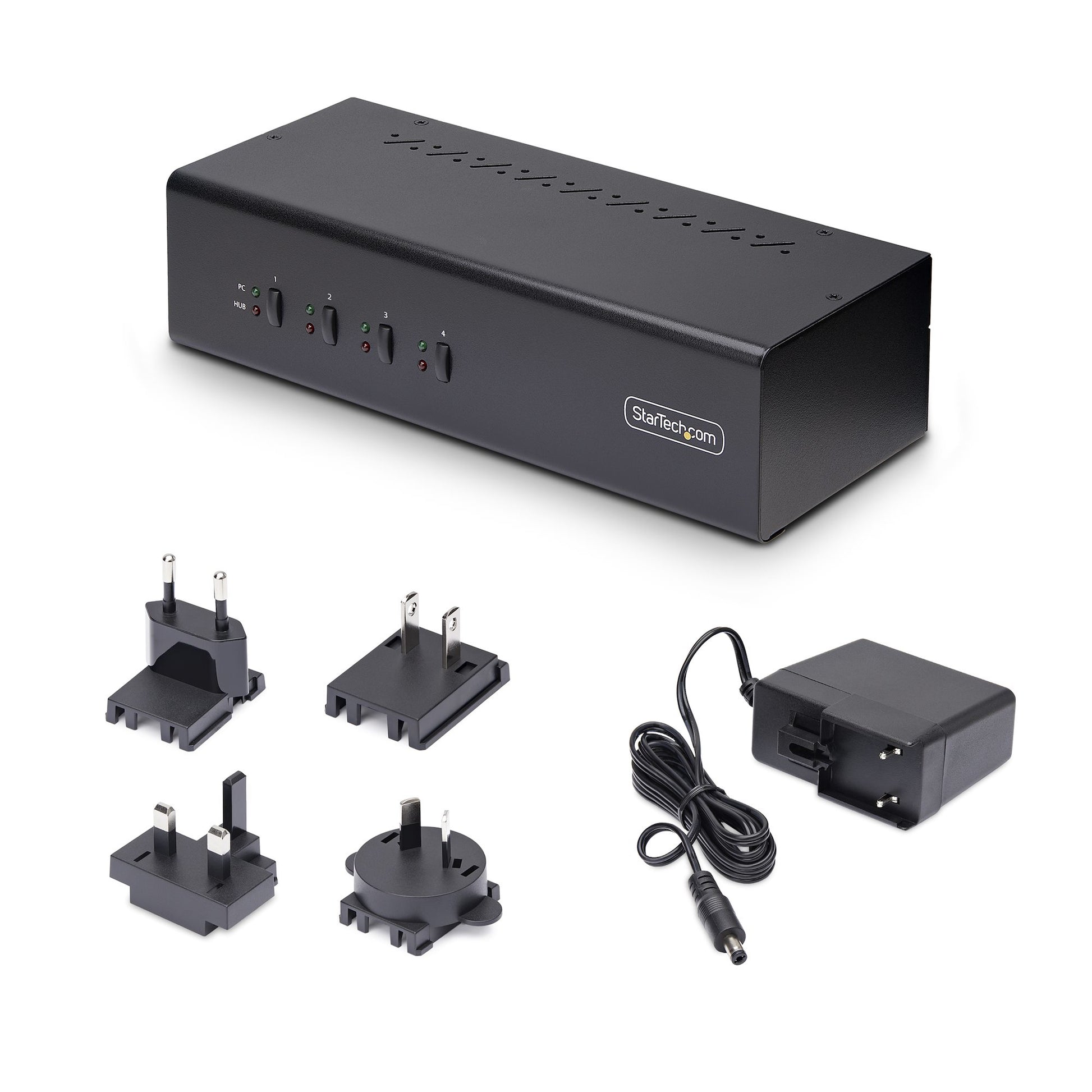 StarTech.com 4-Port Dual-View DP KVM-Switch – 4K/60 Hz, USB 3.0-Hub, Audio