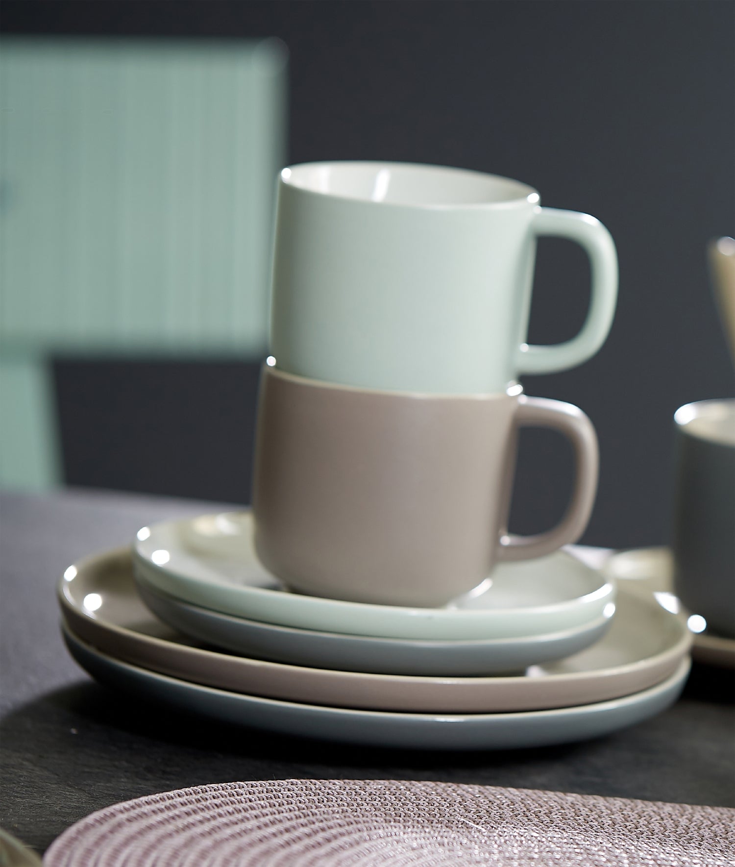 Ritzenhoff & Breker Frühstücks-Service Jasper – 12-teiliges Set, Steinzeug, Taupe, spülmaschinenfest