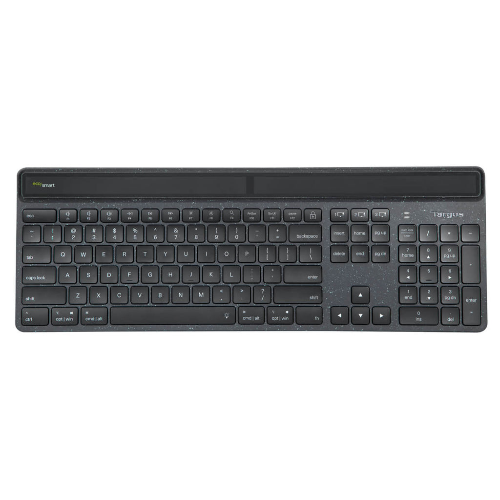 Targus EcoSmart Energy Harvesting – Tastatur – Schere – Bluetooth & 2,4 GHz – beleuchtet – QWERTY (Nordic)