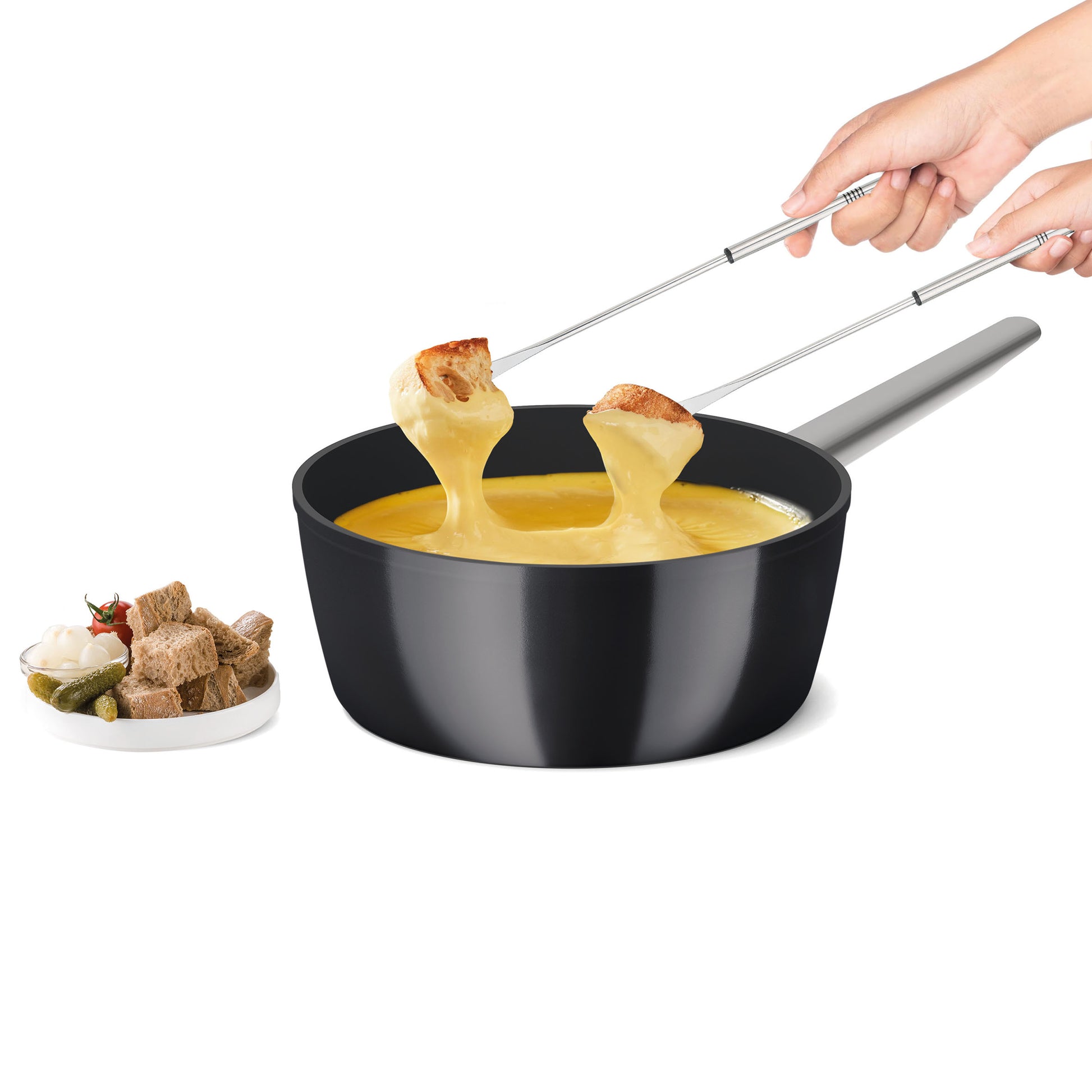 Koenig Fondue-Set One for all – Aluminium, 2 l, 6 Personen – schwarz/Edelstahl