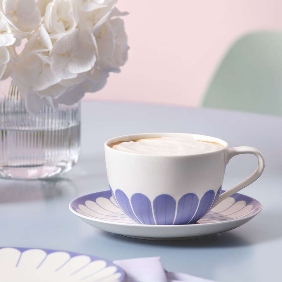 Villeroy & Boch Cappuccinotasse Fleur – 300 ml, Porzellan, Weiss, spülmaschinenfest, mikrowellengeeignet