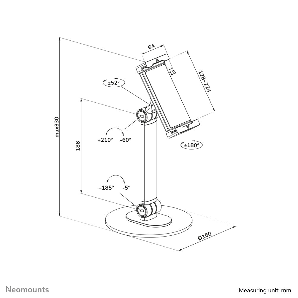 Neomounts Tablet-Ständer – für 4,7–12,9″, drehbar, höhenverstellbar – Weiss