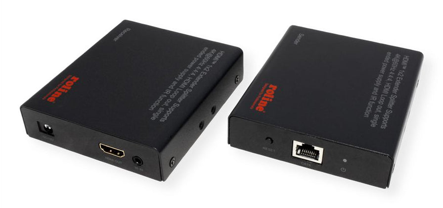 ROLINE HDMI Extender und Splitter – 4K (3840 × 2160) @ 60 Hz, 1 zu 2 HDMI, bis 70 m, HDR10/HLG – Schwarz