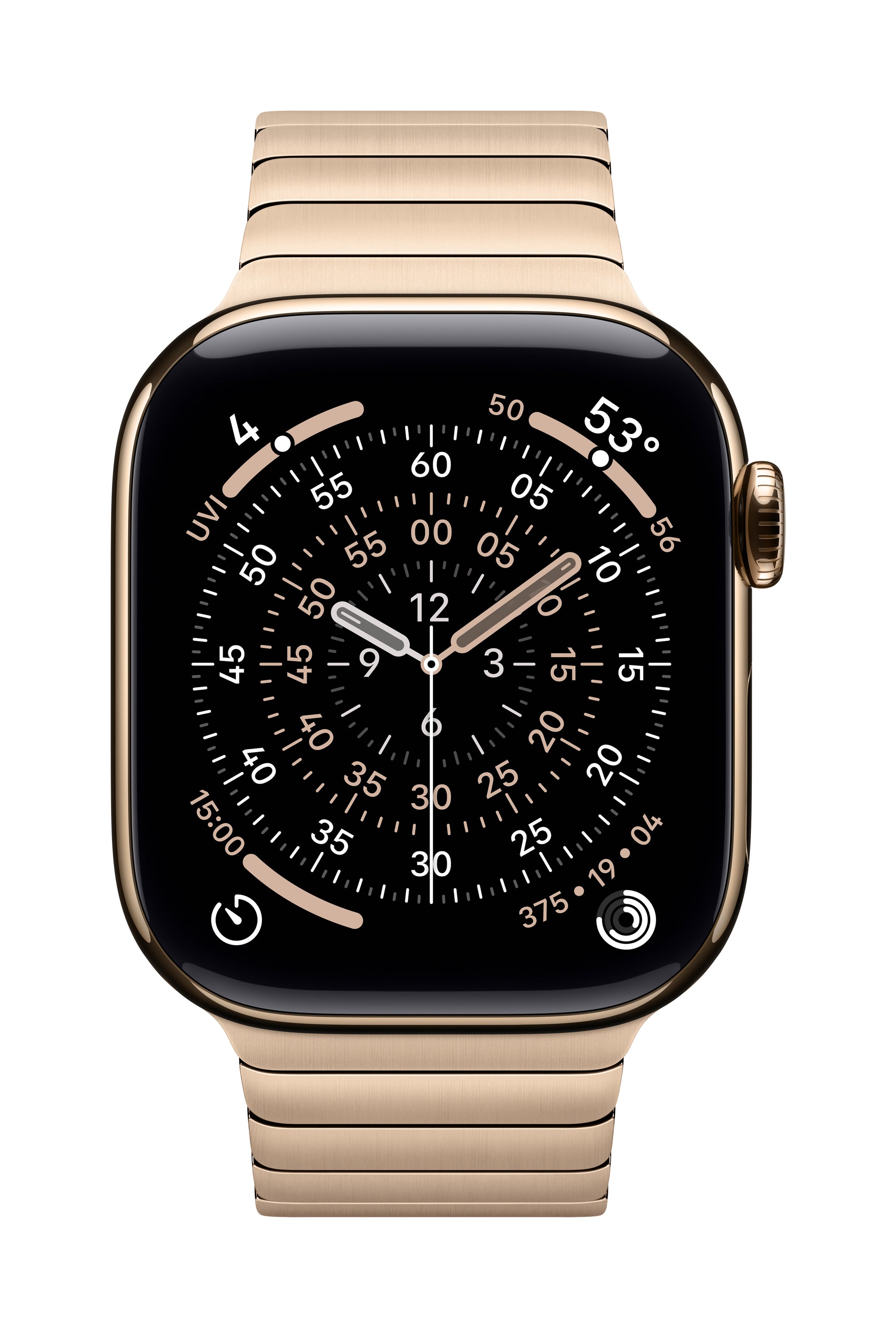 Apple 38/40/41/42 mm – Edelstahl Gold, Gliederarmband, Universalgrösse