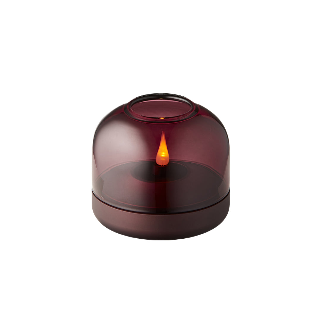 Kooduu Windlicht – Aluminium & Glas, rot – Ø 9,4 × 8,1 cm