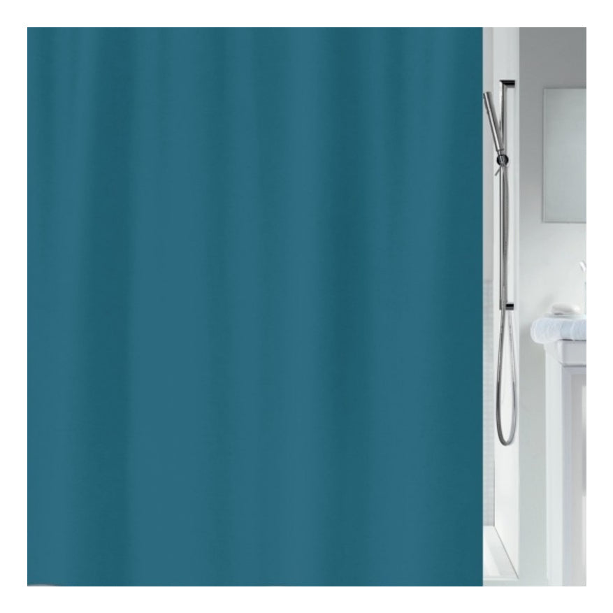 Spirella Duschvorhang Primo – 180×180 cm, Polyester, Ringbefestigung, Blau