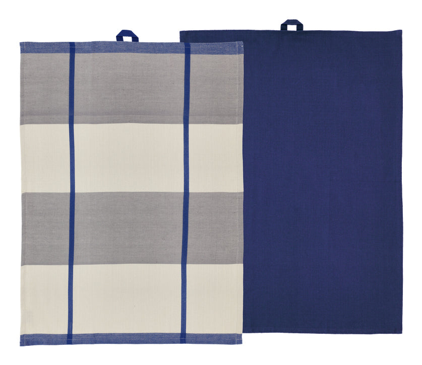 Södahl Geschirrtuch Blocks – 50 × 70 cm, Königsblau, Baumwolle, 2er-Set, OEKO-TEX