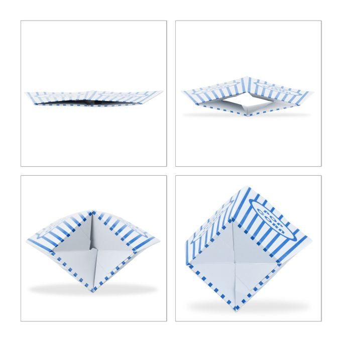 Relaxdays Fingerfood-Schale, Papier/Karton, rechteckig – 160 × 105 × 105 mm – Blau/Weiss – 48 Stk.