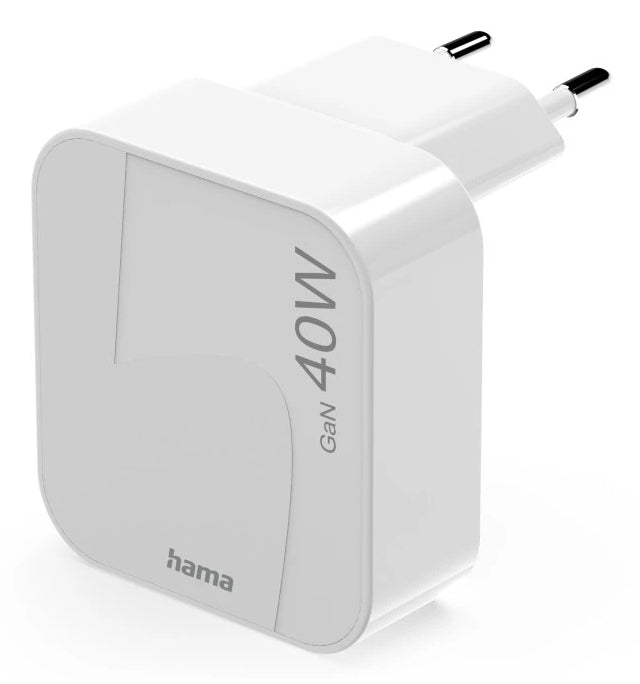 Hama 00125148 USB-Ladegerät 40 W – USB-C×2 – PD 3.0, QC 3.0, GaN, EU-Stecker (Typ C) – für Smartphone, Tablet