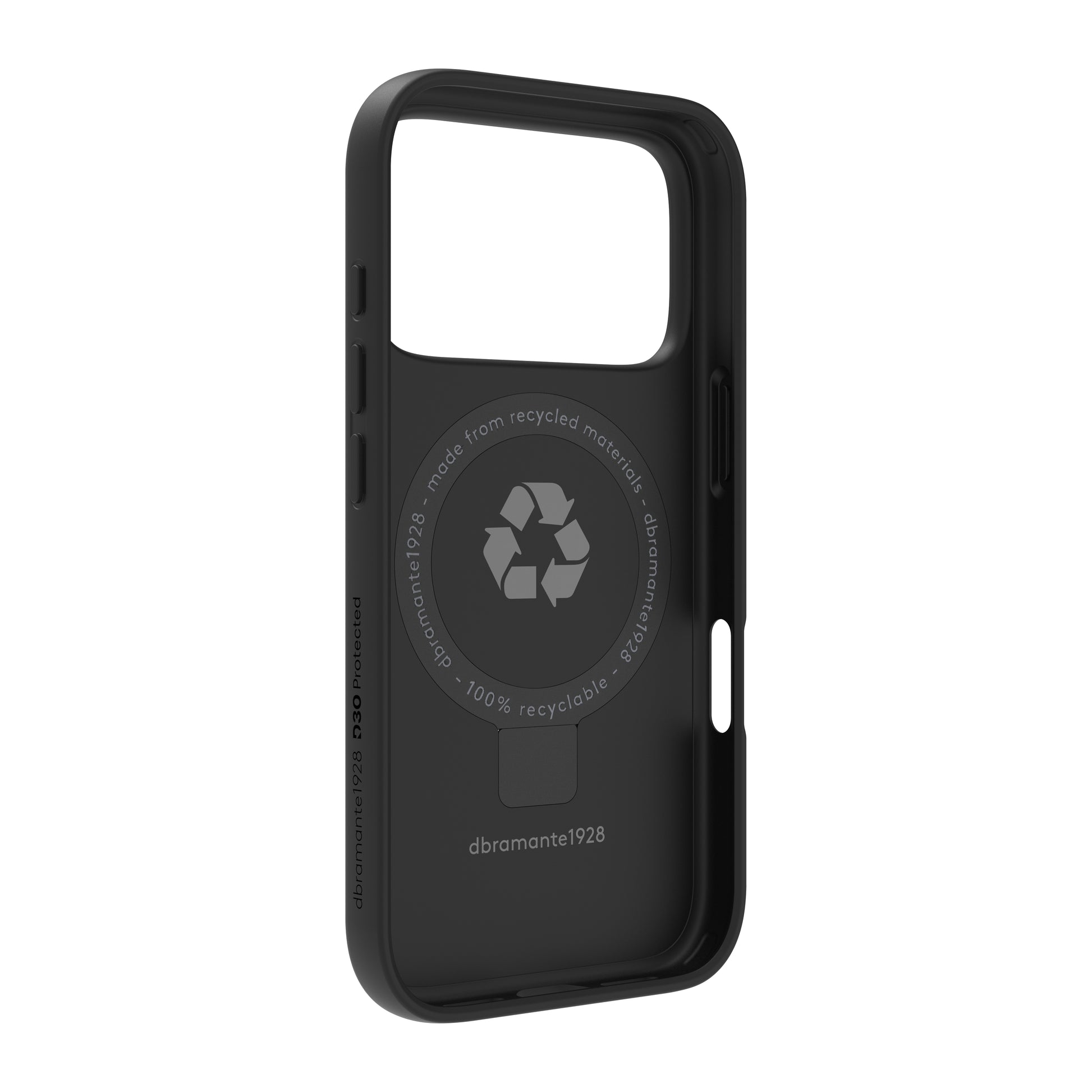 dbramante1928 Backcover – für Apple iPhone 17 Pro, MagSafe, Recycling-Kunststoff, Schwarz, bis 4 m sturzsicher