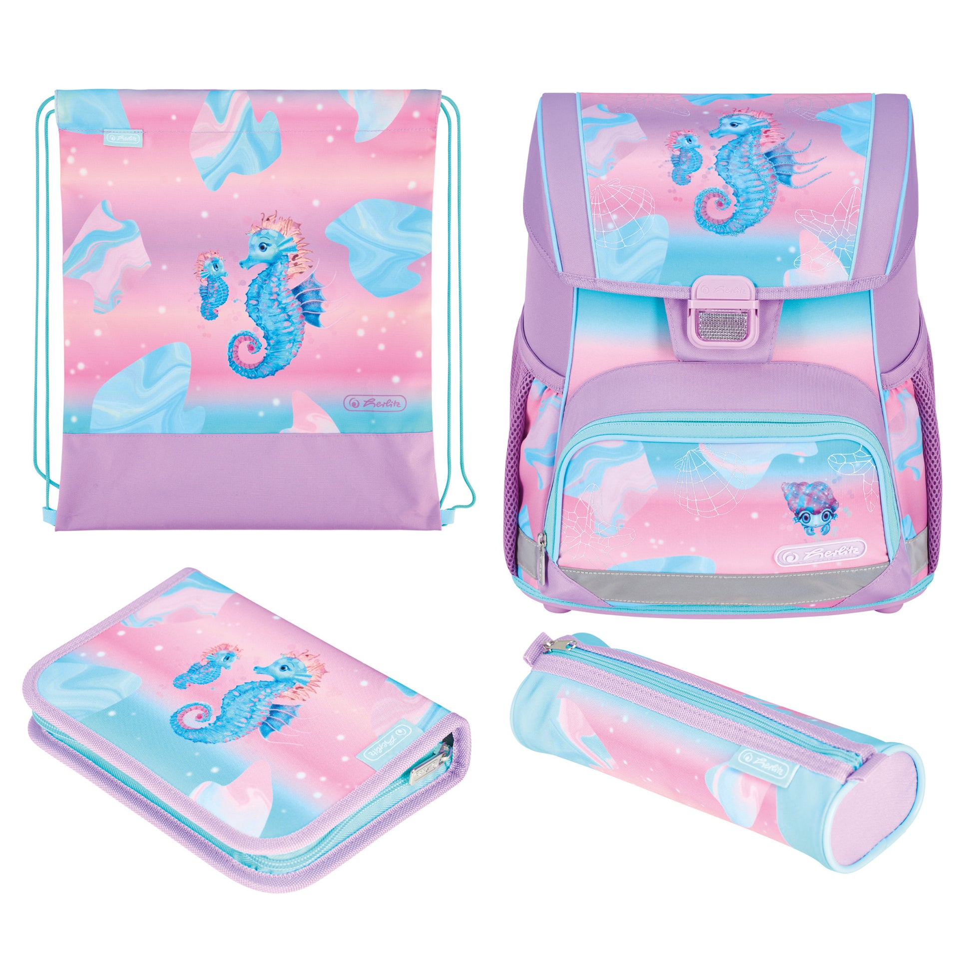 Herlitz Loop Plus – Schulrucksack-Set, Ocean Lights, 17 l, 31×37×22 cm