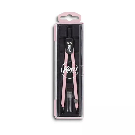 KERN Scola Pastell Zirkel – Länge 135 mm, max. Kreis-Ø 30 cm, inkl. Minendose, rosa