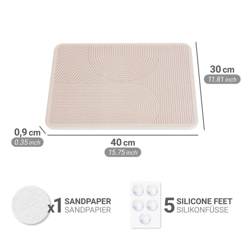 Wenko – Abtropfmatte 40 × 30 × 0,9 cm, Silikon, Beige
