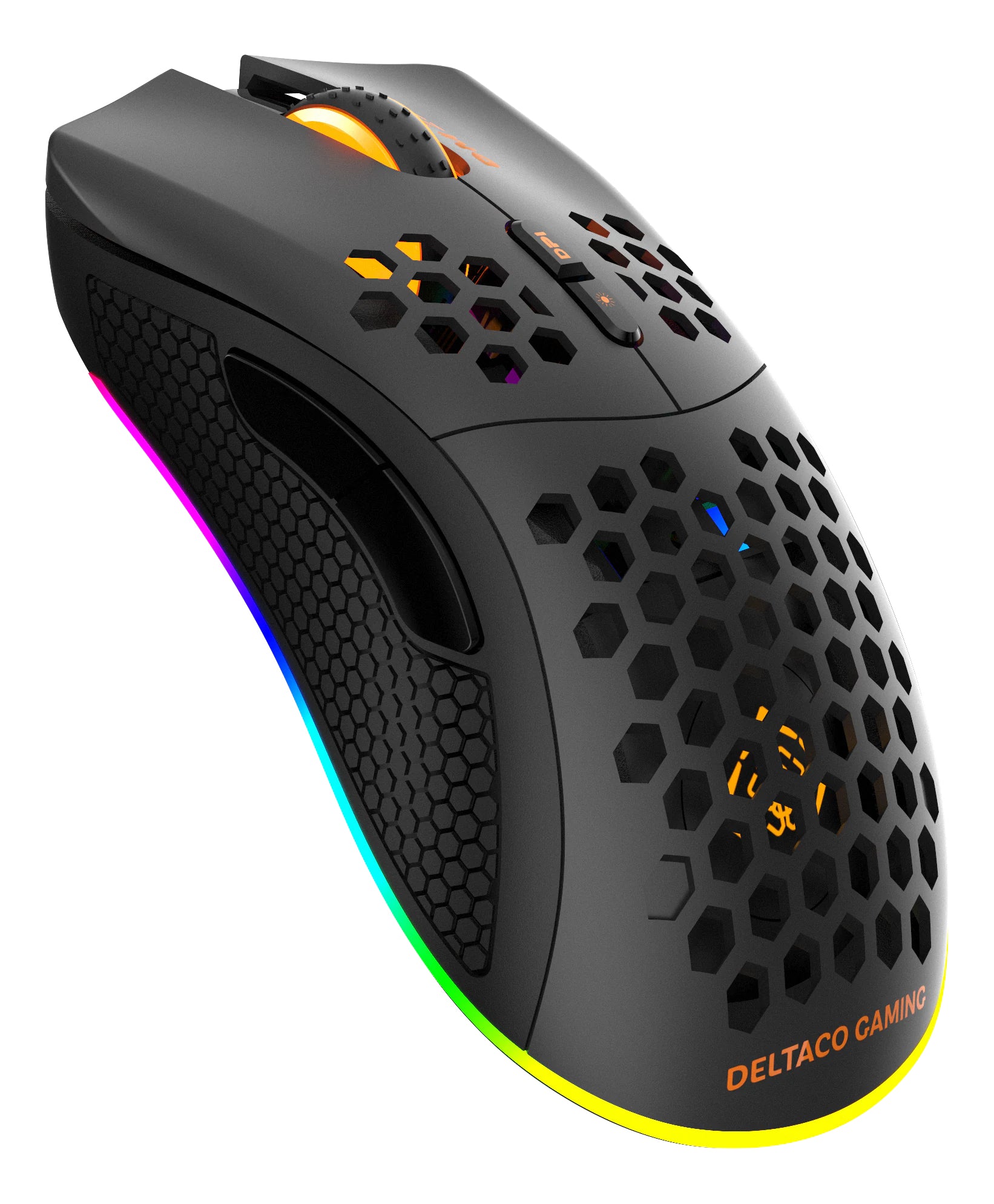 Deltaco Gaming DM220 – Gaming-Maus – Kabellos (Bluetooth/2,4 GHz), RGB-Beleuchtung, rechts, Schwarz
